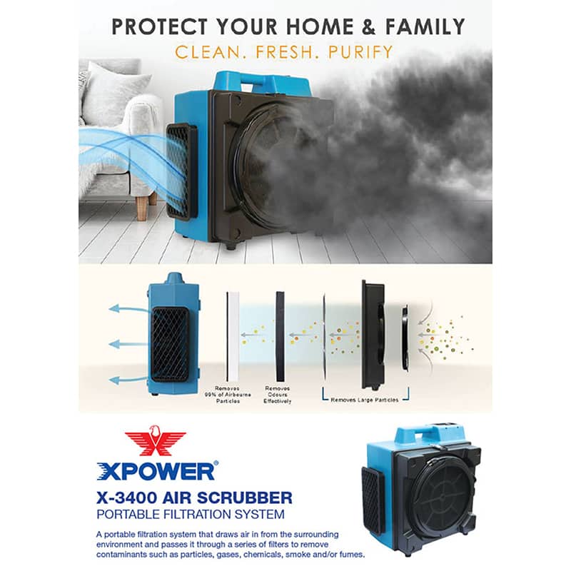 XPOWER X-3400 Air Scrubber Purifier filtration flyer